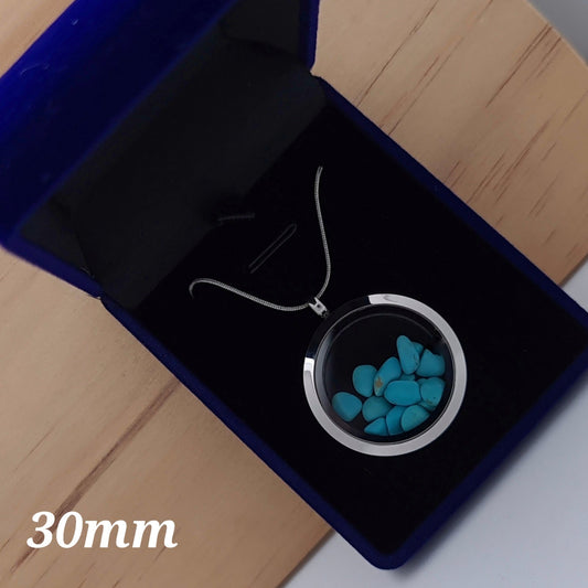 30mm Turquoise Locket Pendant with Gift Box