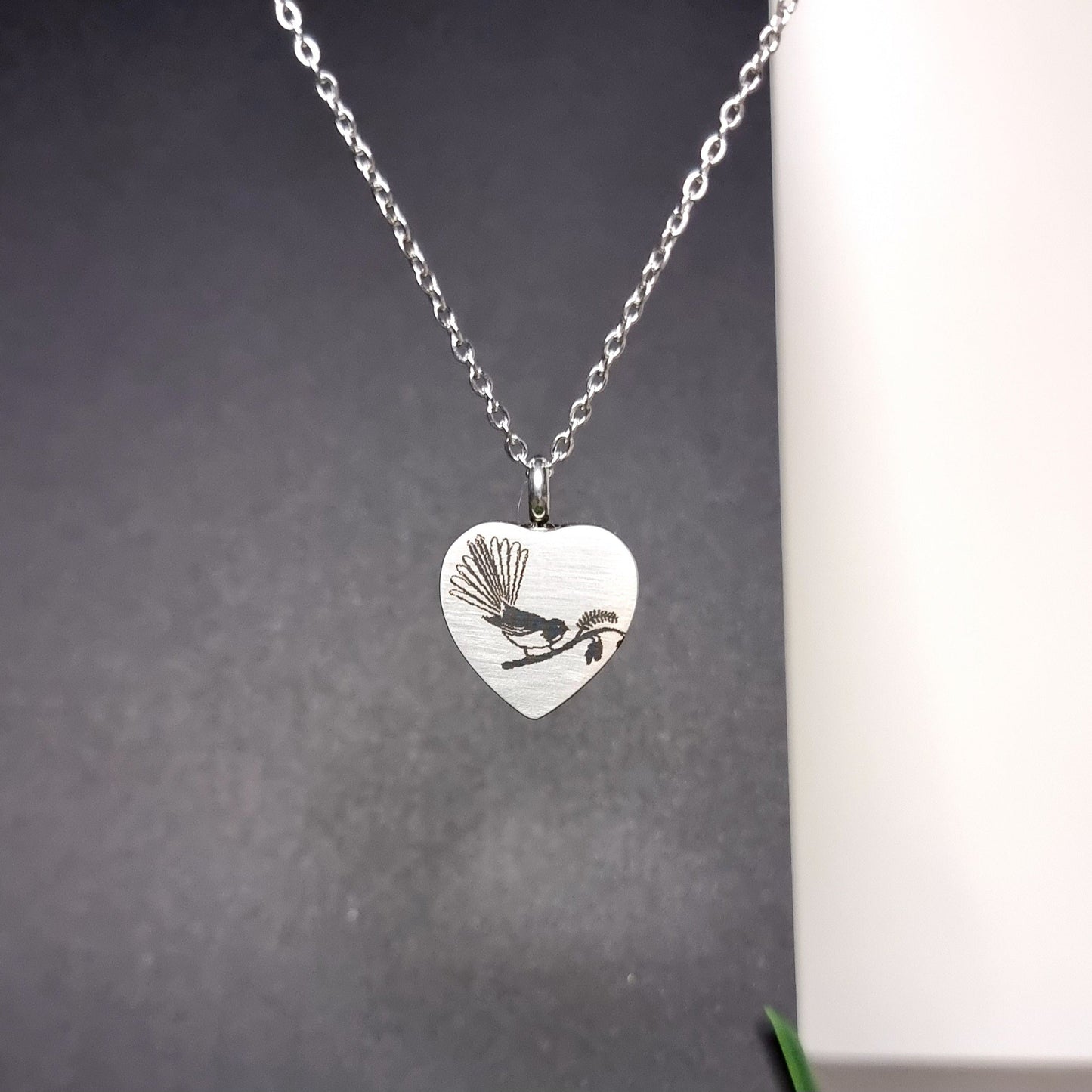 Fantail Engraved Keepsake Memorial Necklace for Urn for cremation ashes or pet hair