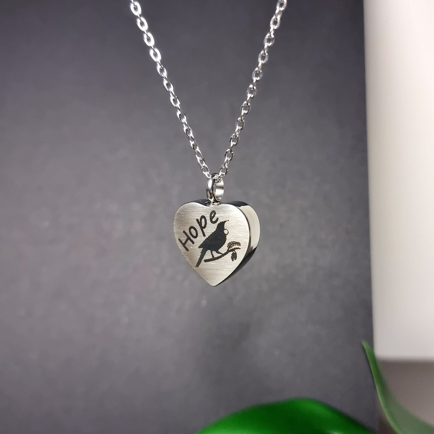 Tui Hope Engraved Keepsake Memorial Necklace Urn for cremation ashes or pet hair