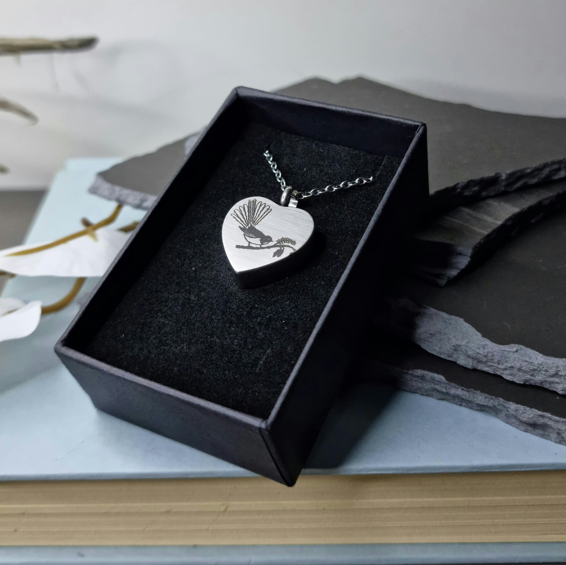 Fantail Engraved Keepsake Memorial Necklace Gift Box