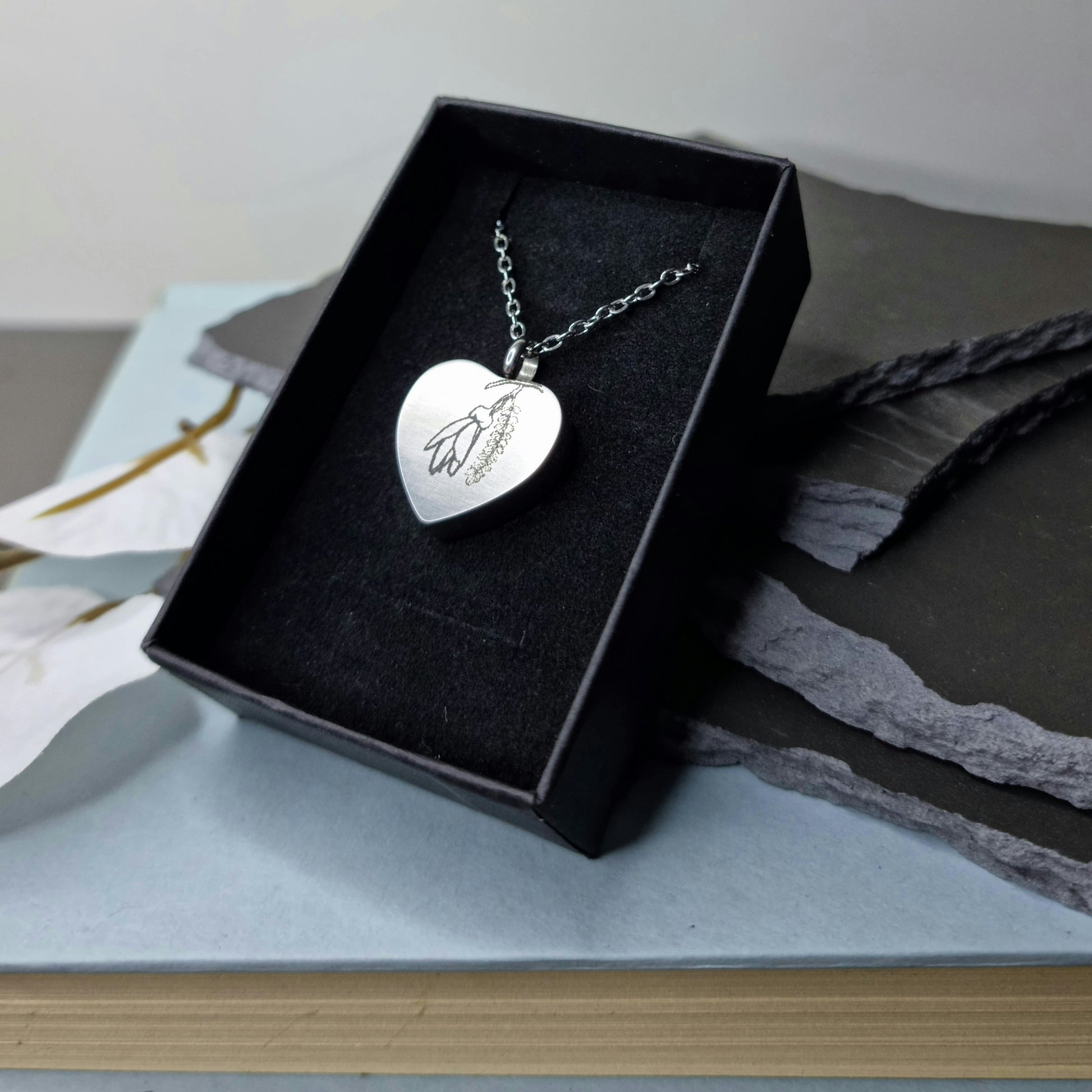 Kowhai Engraved Keepsake Memorial Necklace with Gift Box