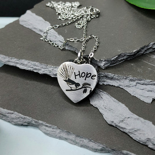 Fantail Hope Engraved Keepsake Memorial Necklace
